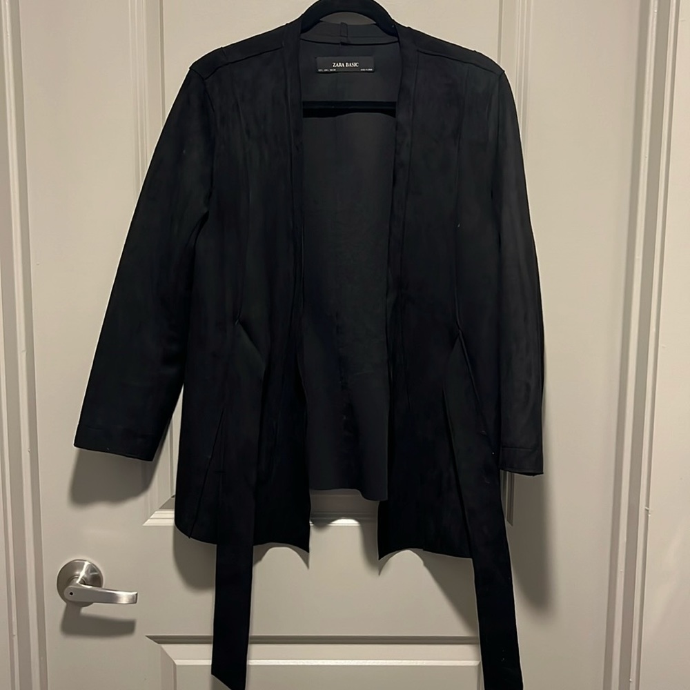 Zara Suede open tie jacket L